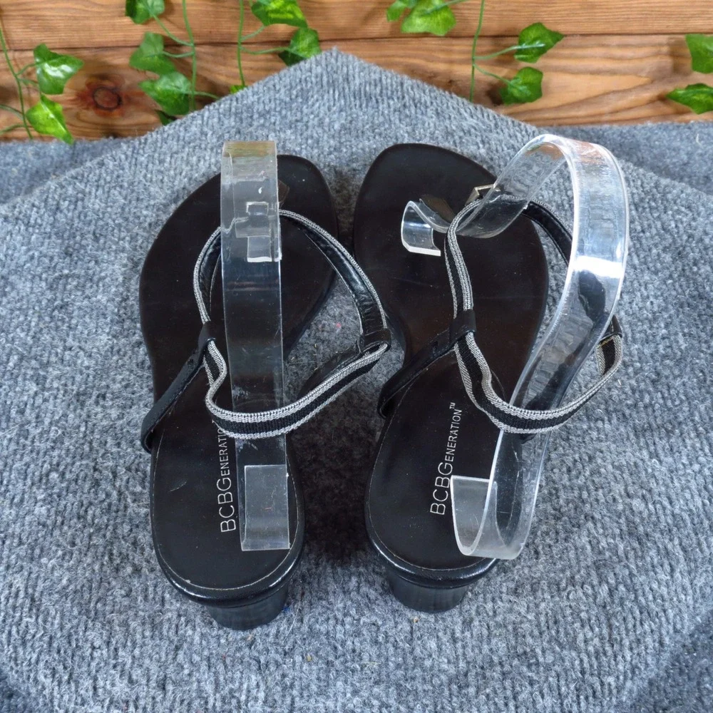 BCBGeneration BG-Jiggy Women Wedge Sandals Size 9.5 Summer Dressy Black Manmade